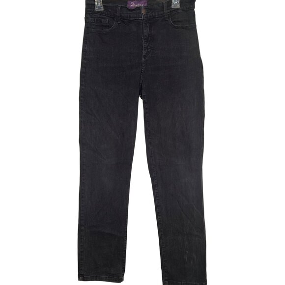 Not Your Daughters Jeans 8 Black Denim Straight-Leg Mid-Rise Lift Tuck Stretch - Picture 1 of 15
